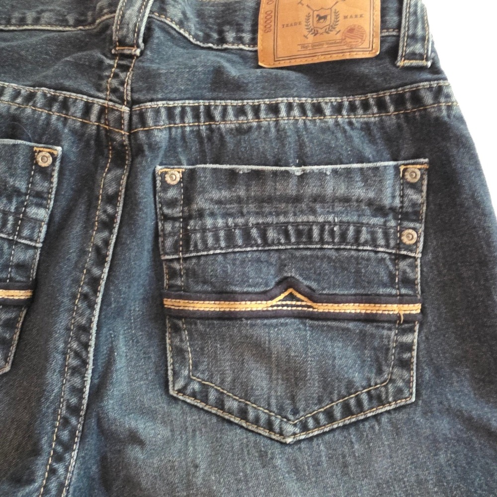 THRE3 Men's Jeans W30 L30 Dark Wash Straight Leg 100% Cotton - Picture 6 of 12